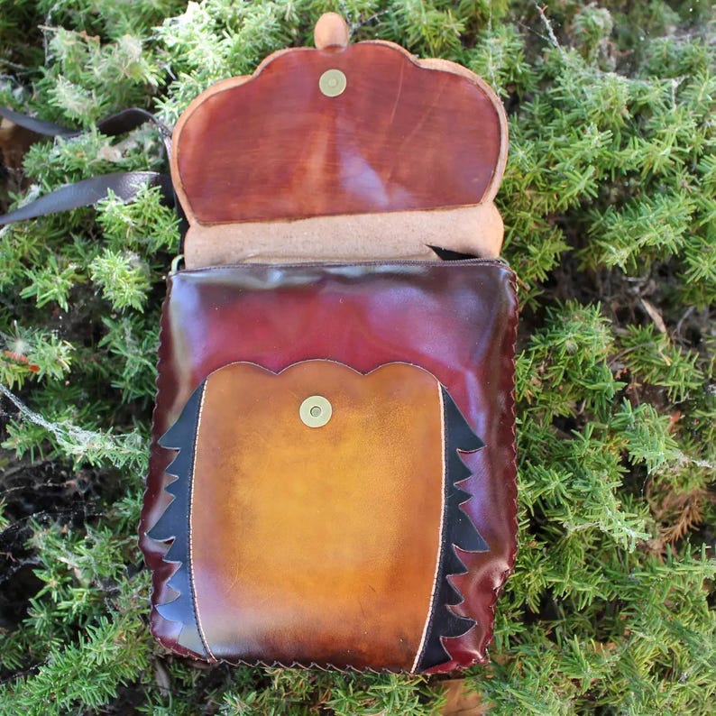 Genuine Handmade Leather Fox Purse crossbody and backpack multi use
