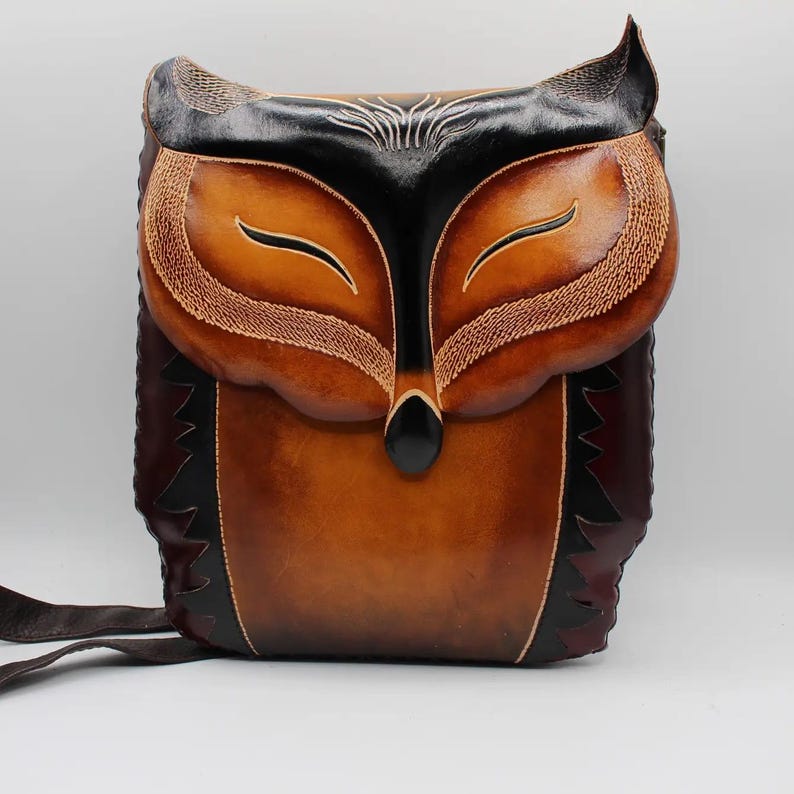 Genuine Handmade Leather Fox Purse crossbody and backpack multi use