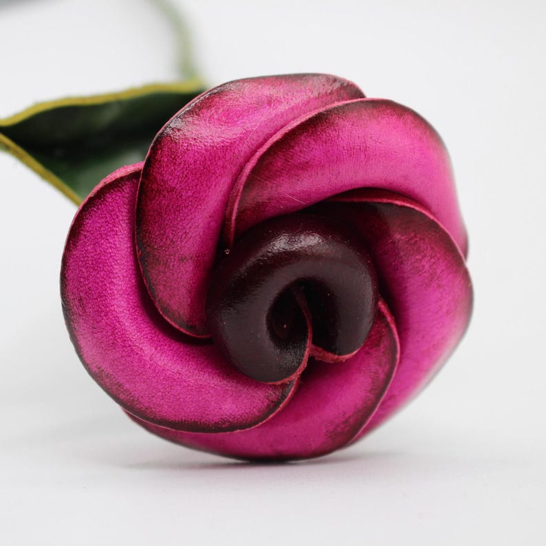 Genuine Handmade Leather Rose Flower 3rd anniversary gift Valentine's Day home decor
