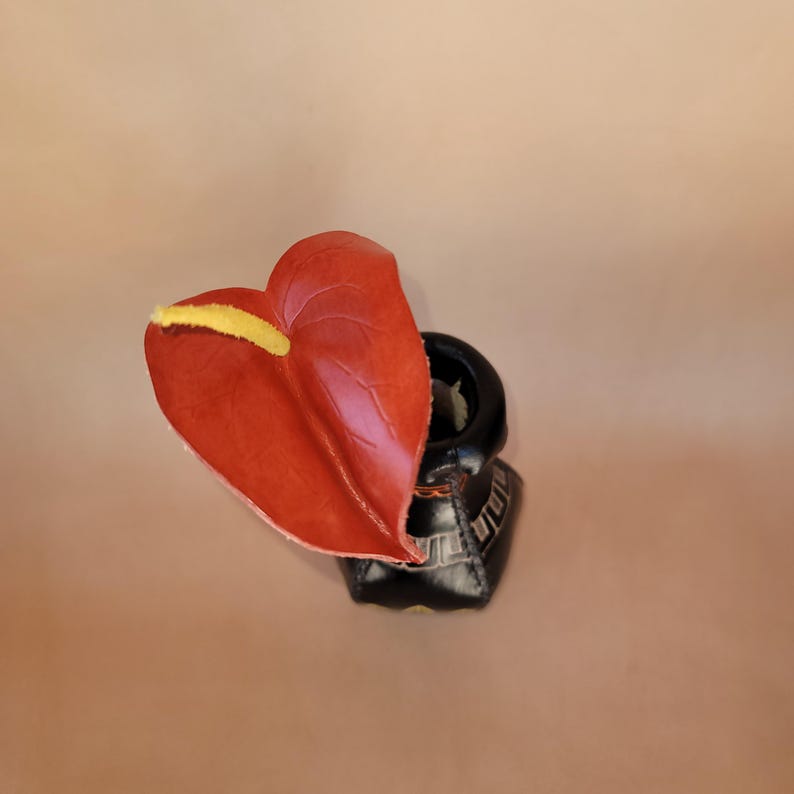 Genuine Handmade Leather Flamingo Flower
