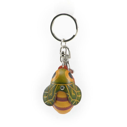 Handmade Leather Bee Keychain: Animal Charm Key Ring