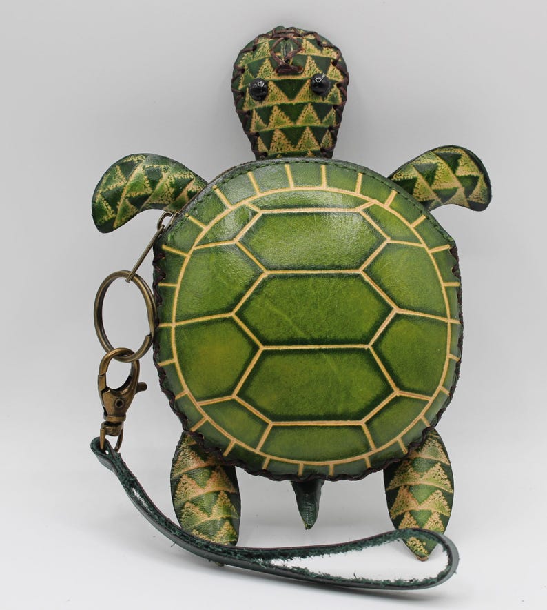 Genuine Handmade Leather Sea Turtle Coin Purse/Wallet/Coins Bag - Cartoon Mini Bag/Animal Small Bag/Wristlet