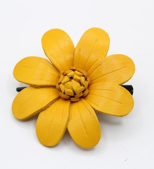Genuine Handmade Leather Flower Hair Clips, Brooches, Hat Ties, Crocheted Bags - Original Design (Multiple Colors Available)