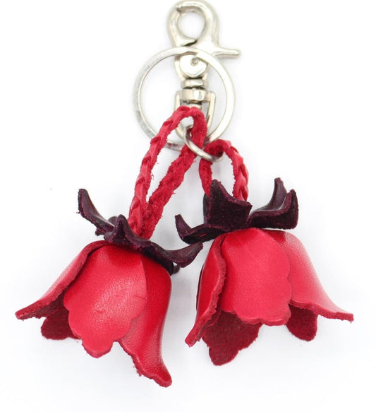 Genuine Handmade Leather Flower Keychain purse charm
