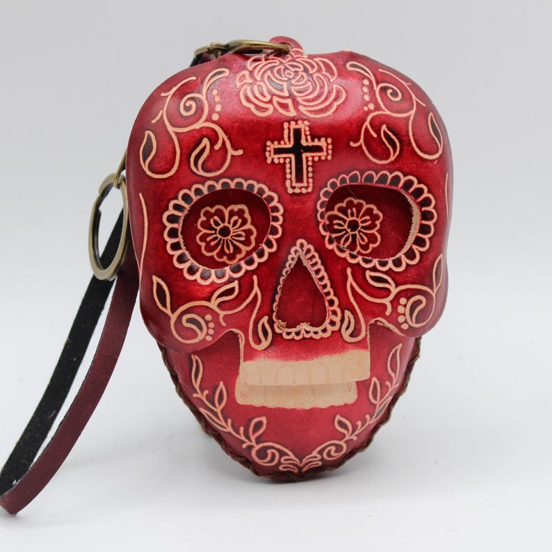 Genuine Handmade Leather Skull Wristlet