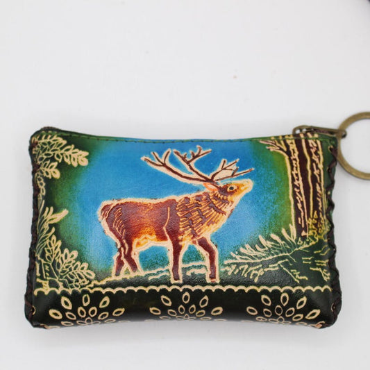Genuine Handmade Leather elk Coin Purse / Wallet