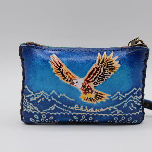 Genuine Handmade Leather eagle Coin Purse / Wallet