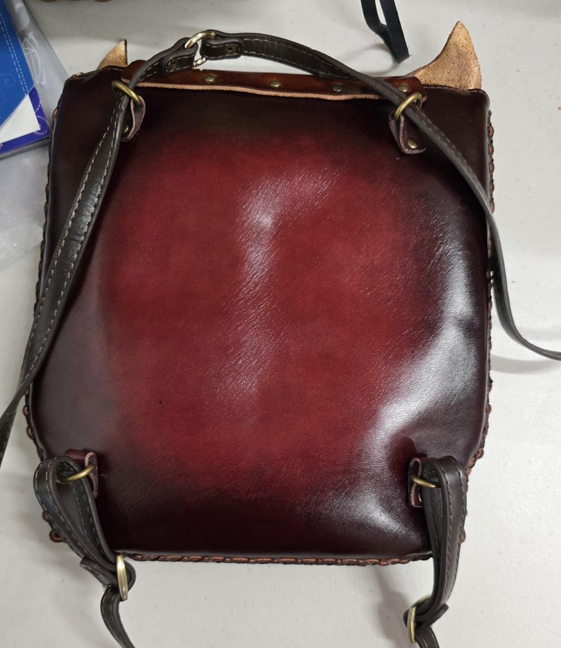 Genuine Handmade Leather Fox Purse crossbody and backpack multi use