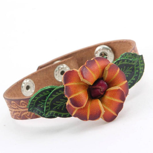 Genuine Handmade Leather flower Bracelet
