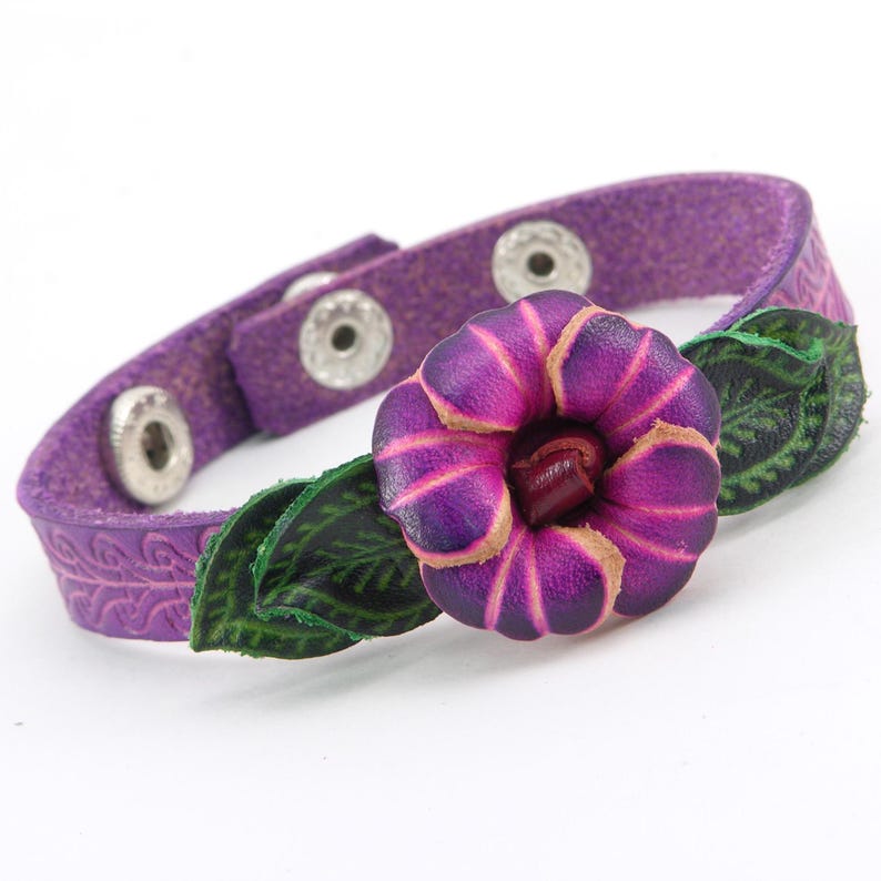 Genuine Handmade Leather flower Bracelet