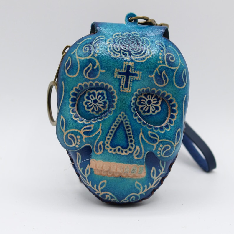 Genuine Handmade Leather Skull Wristlet