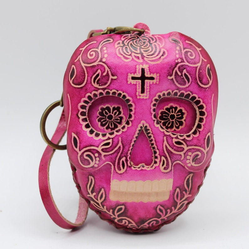 Genuine Handmade Leather Skull Wristlet