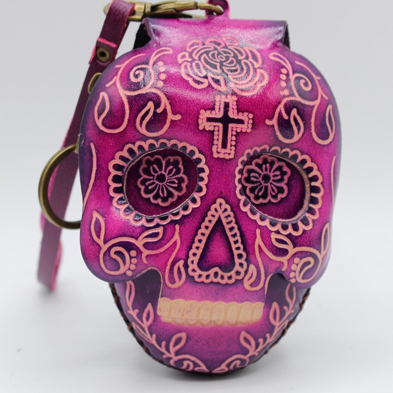 Genuine Handmade Leather Skull Wristlet