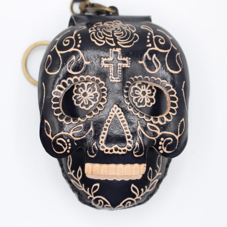 Genuine Handmade Leather Skull Wristlet