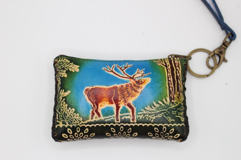 Genuine Handmade Leather elk Coin Purse / Wallet