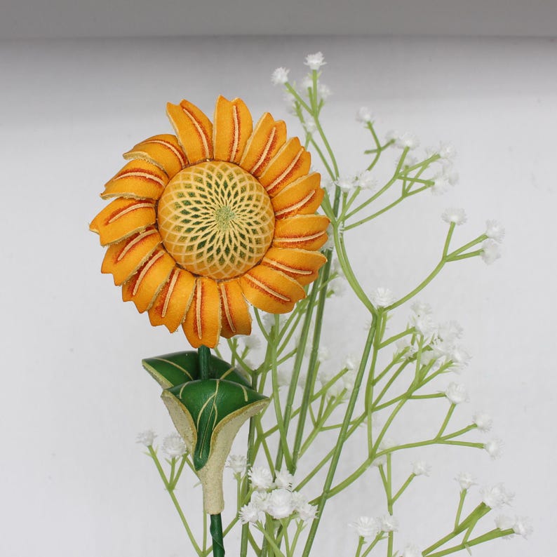 Genuine Handmade Leather Sunflower