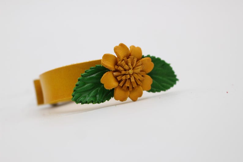 Genuine Handmade Leather Sunflower Bracelet - Festival Small Gift, Jewelry with personalized