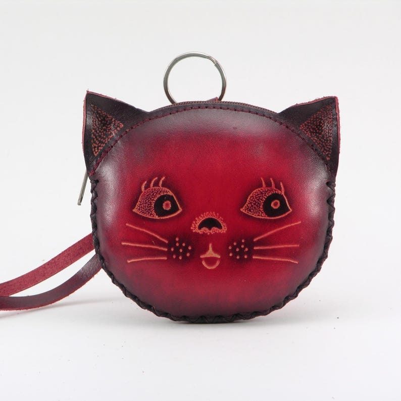 Genuine Handmade Cat Coin Purse , Change Pouch, Small Wallet, Cartoon Bag, Loose Change Pouch, and Small Gift