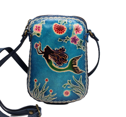 Handmade Genuine Leather mermaid Purse / Crossbody