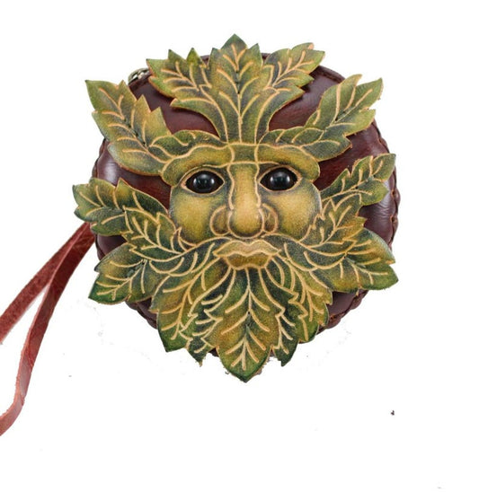 Genuine Handmade Leather Green man Wristlet / Coin Purse / Wallet