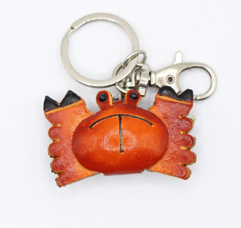 Genuine Handmade Leathe crab Keychain
