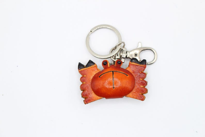 Genuine Handmade Leathe crab Keychain