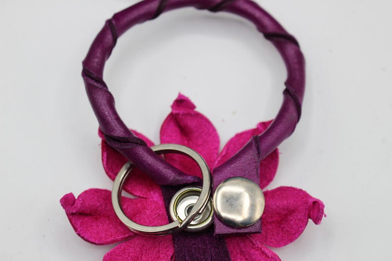 Genuine Handmade Leather Sunflower Keychain purse charm