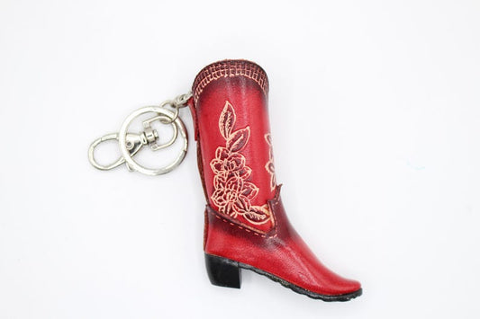 Handmade leather cowboy boot key chain