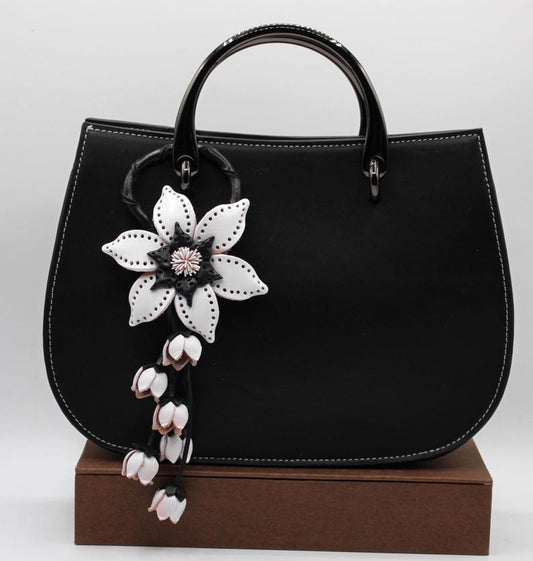 Genuine Handmade Leather Flower Keychain daisy purse charm bag charm