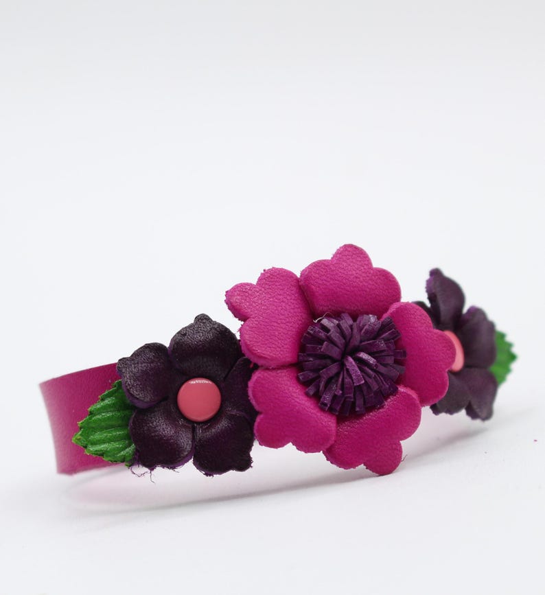 Genuine Handmade Leather Flower Bracelet