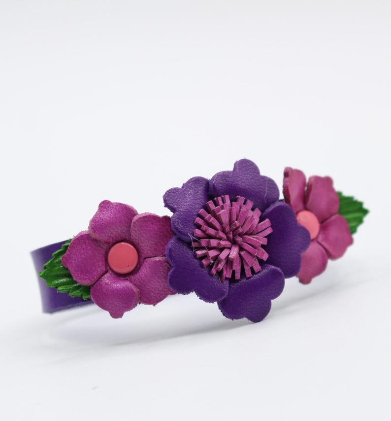 Genuine Handmade Leather Flower Bracelet