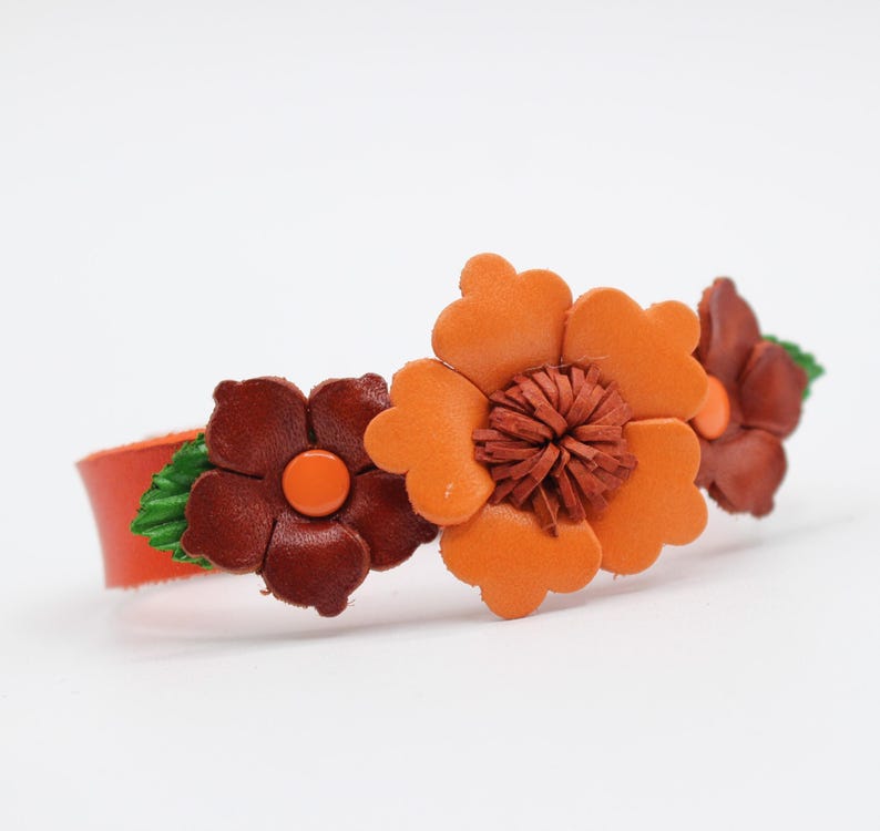 Genuine Handmade Leather Flower Bracelet