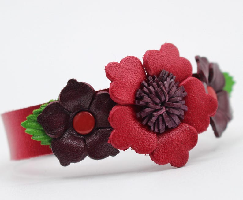 Genuine Handmade Leather Flower Bracelet