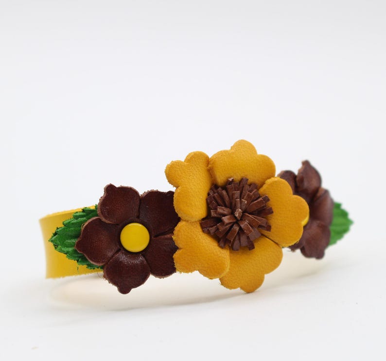 Genuine Handmade Leather Flower Bracelet