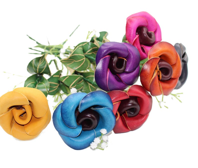 Genuine Handmade Leather Rose Flower, 3rd Anniversary Gift, Valentine's Day Gift, Festival Gift, Flower Arrangement Ornament & Accessory