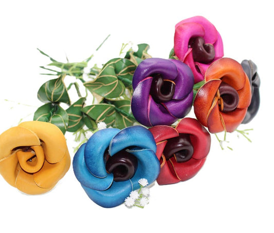 Genuine Handmade Leather Rose Flower, 3rd Anniversary Gift, Valentine's Day Gift, Festival Gift, Flower Arrangement Ornament & Accessory
