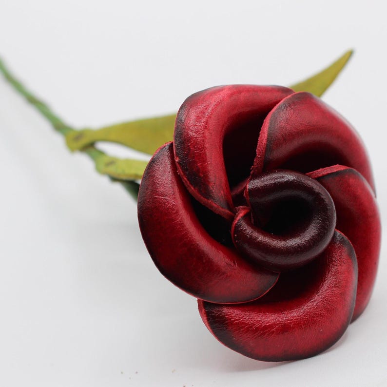 Genuine Handmade Leather Rose Flower, 3rd Anniversary Gift, Valentine's Day Gift, Festival Gift, Flower Arrangement Ornament & Accessory