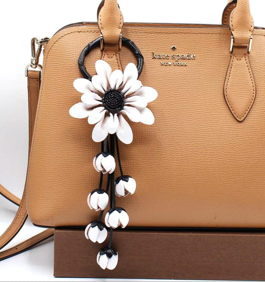 Leather Flower kechain and purse/handbag charm in assorted colors Genuine Handmade Leather Flower Keychain purse charm