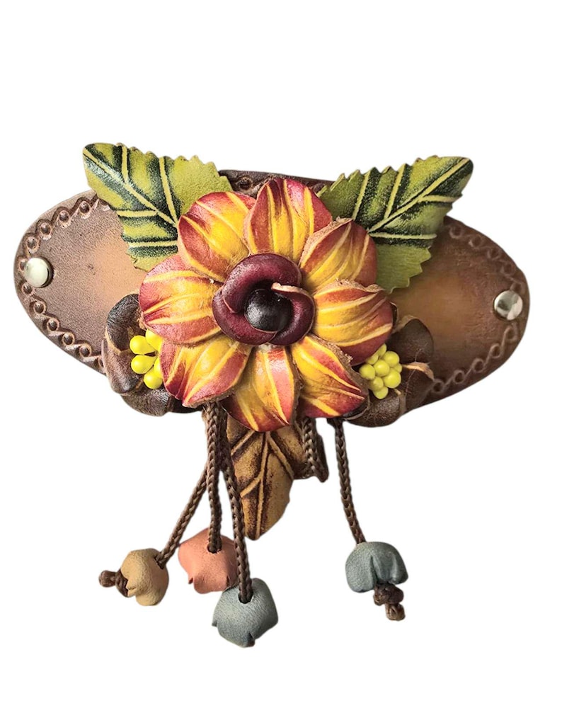 Genuine Handmade Leather Flower Hair Stick / Hair Clip - Hair Accessory,barrettes