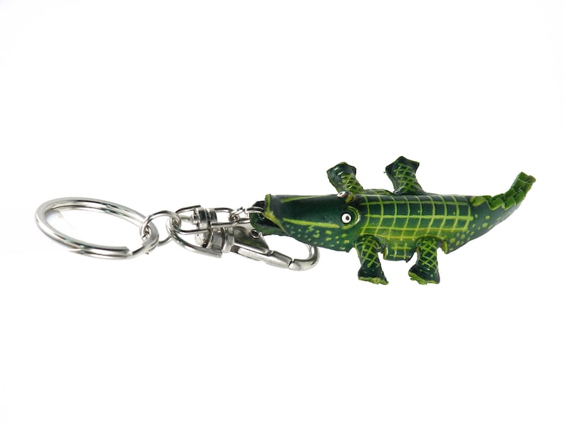 Genuine Handmade Leather Crocodile Keychain Holiday Gift Small Pendant Cartoon Keychain Animal Key Ring Car Key Ornament
