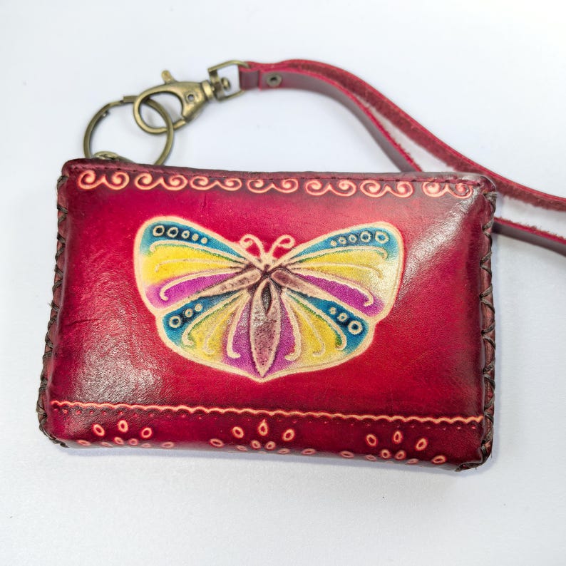 Handmade genuine leather butterfly coin purse / wallet / mini wallet, card holder / coin bag