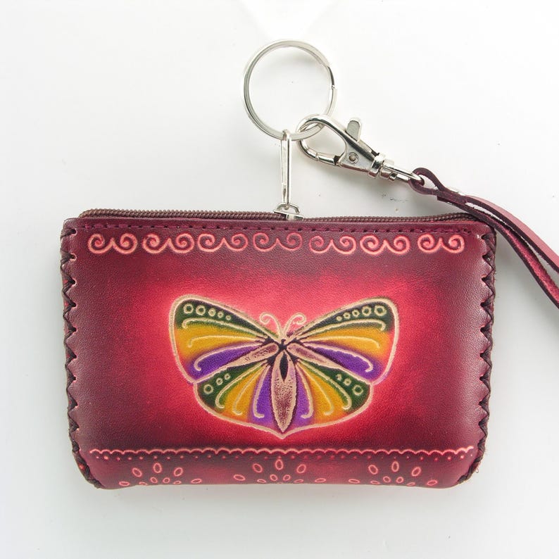 Handmade genuine leather butterfly coin purse / wallet / mini wallet, card holder / coin bag