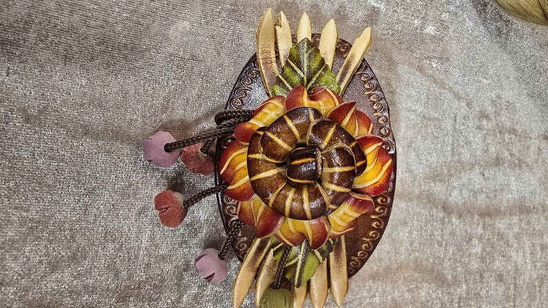 Genuine Handmade Leather Flower Hair Stick / Hair Clip - Hair Accessory,barrettes