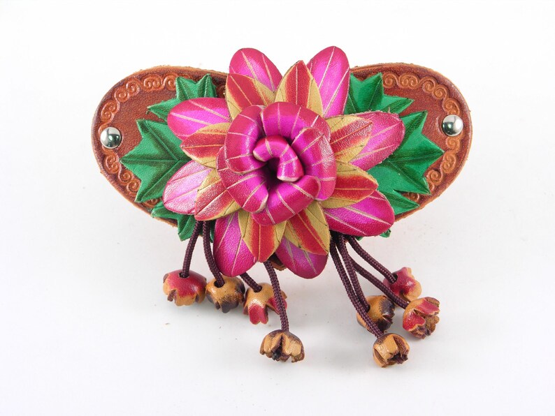 Genuine Handmade Leather Flower Hair Stick / Hair Clip - Hair Accessory,barrettes