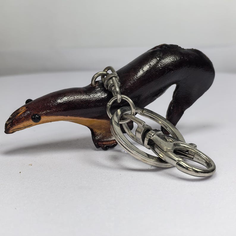 Genuine Handmade Leather Badger Keychain/ Holiday Gift /Small Pendant Cartoon Keychain/ Animal Key Ring/ Car Key Ornament