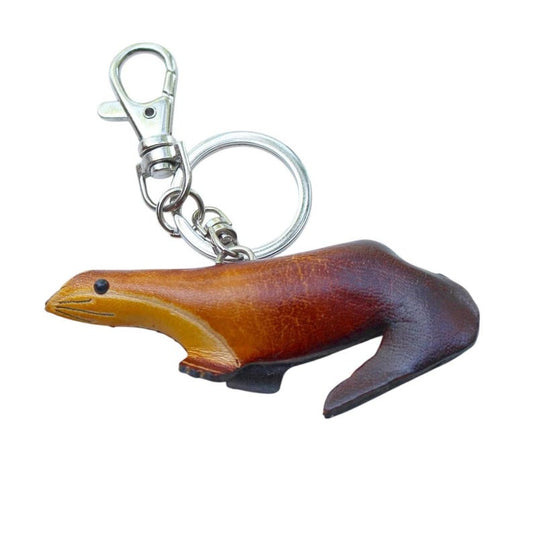 Genuine Handmade Leather Badger Keychain/ Holiday Gift /Small Pendant Cartoon Keychain/ Animal Key Ring/ Car Key Ornament