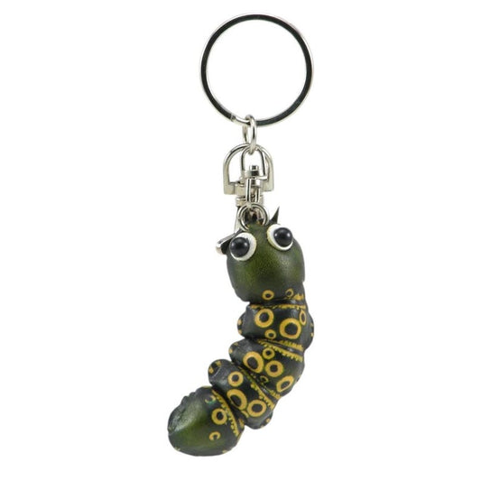 Genuine Handmade Leather Caterpillar Keychain/ Holiday Gift /Small Pendant Cartoon Keychain/ Animal Key Ring/ Car Key Ornament