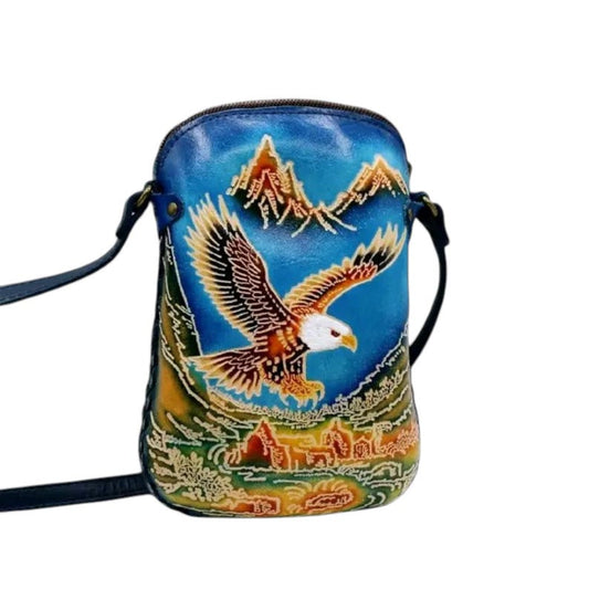 Genuine Handmade Leather Bald Eagle Purse High-Quality Leather Crossbody Bag with Adjustable Strap for Daily Use & Animal Lovers