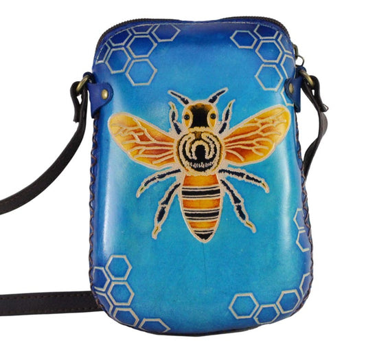 Genuine Handmade Leather Bee Purse / Crossbody/ Phone Bag, Shoulder Bag, Mini Bag, Animal-themed Bag, Cartoon Bag