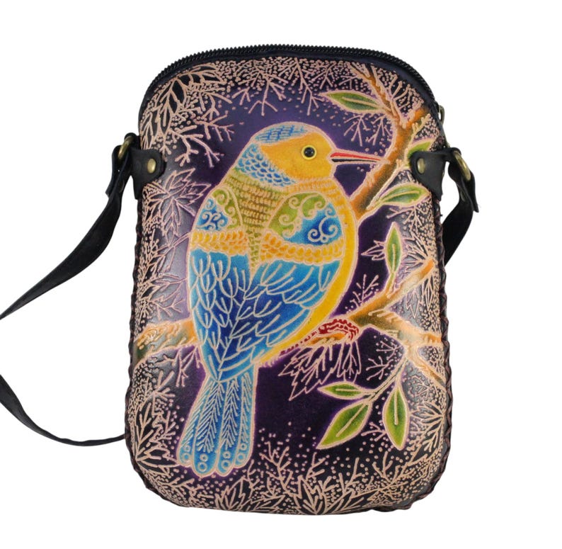 Genuine Handmade Leather Bird Purse , Crossbody, Phone Bag, Shoulder Bag, Mini Bag, Animal-themed Bag, Cartoon Bag